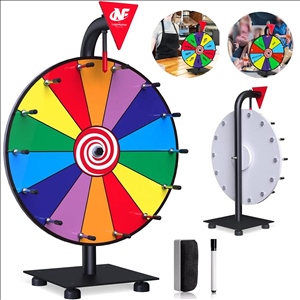 12-Inch Colorful Spinning Prize Wheel with Dry Erase Marker